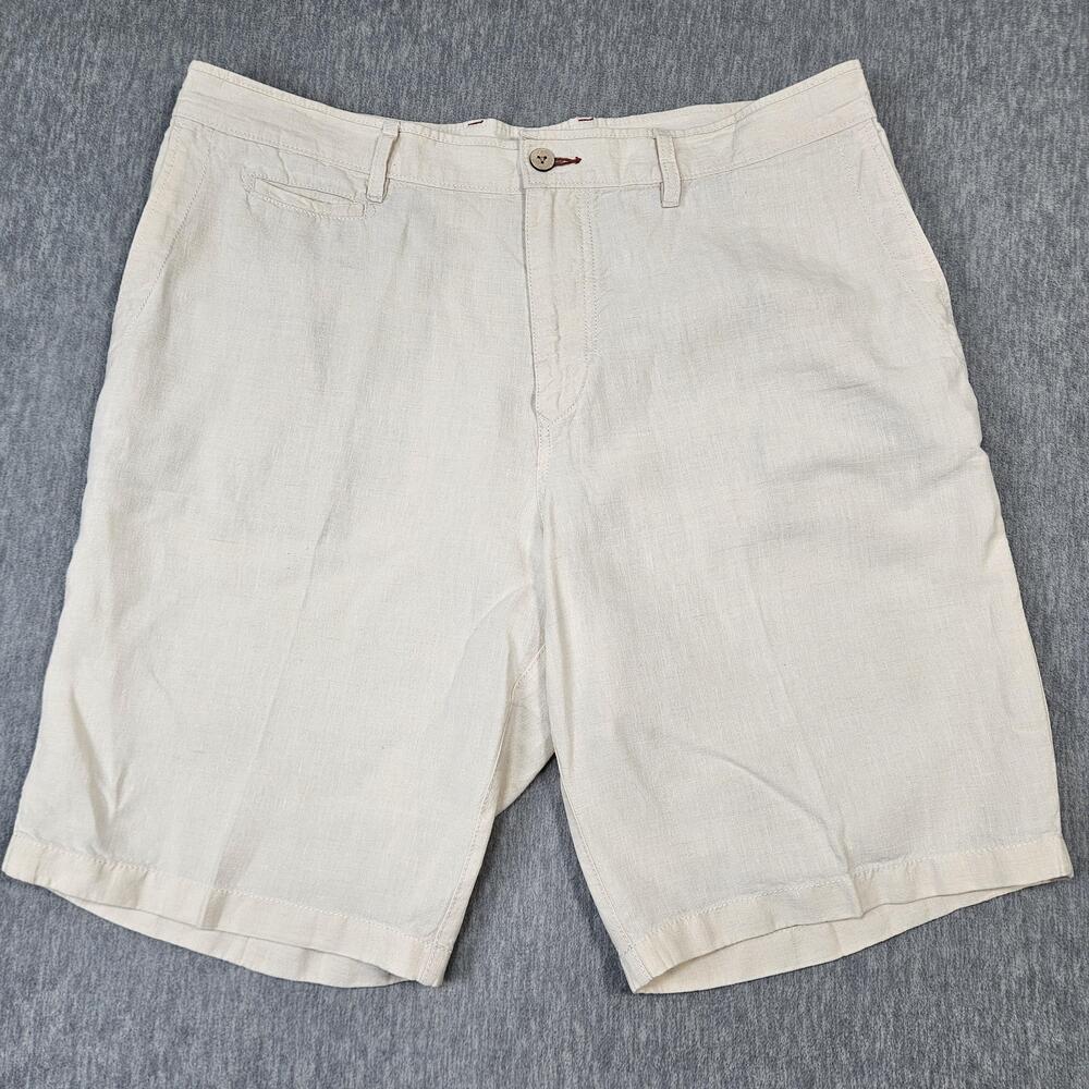 Tommy Bahama Shorts Mens 40 Beige Relax 100% Linen Chino Lightweight Casual
